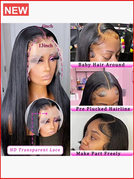 Straight HD Lace Front Human Hair Wig 13x4 Glueless Pre Plucked 180% Density 24 main image 5